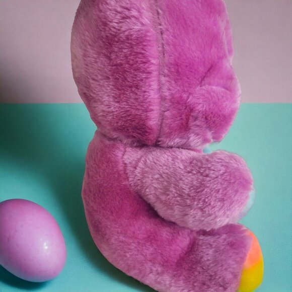Stuffed Plush Rainbow Bunny Vintage Pink Smiling Rabbit By Animal‎ Toy 1984 Rare - Picture 8 of 14